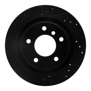 BMW 128I Brake Rotor (1) - Rear Left - R1 Concepts - Drilled & Slotted - Black - `08-`13